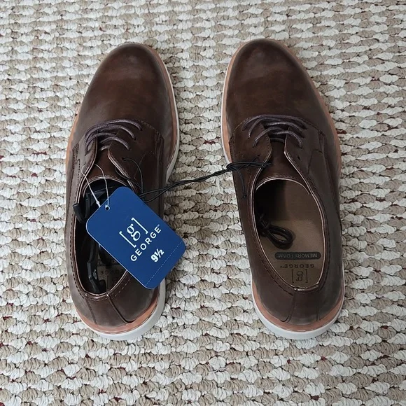 George Memory Foam Kradinn Dress Oxford Size 9.5 Dark Brown Shoes - Picture 2 of 3